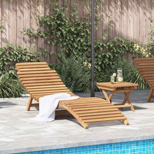 Solstol 2 pcs Brun 198 x 55 x 58,5 cm Massivt Teaktre