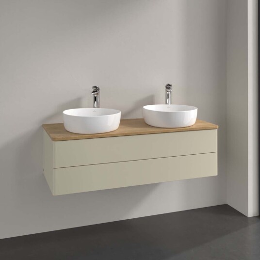 Villeroy & Boch  Antao Servantskap med 2 skuffer 120x50x36 cm m/lys Grå Matt/Eik