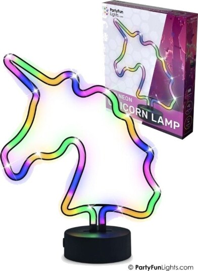 Partyfun Lights Enhjørning Neonlampe Med Regnbuelys Partyfun Lights Enhjørning Neonlampe Med Regnbuelys