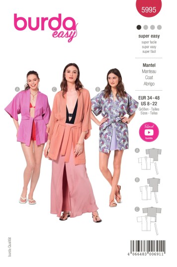 Burda 5995 - Jakke EUR: 34-48, US: 8-22 Burda 5995 - Jakke EUR: 34-48, US: 8-22