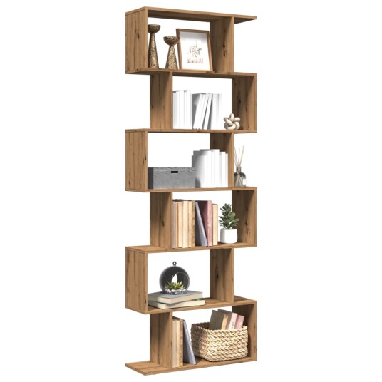 Romdeler bokhylle 6 lag artisan eik 70x24x193 cm konstruert tre