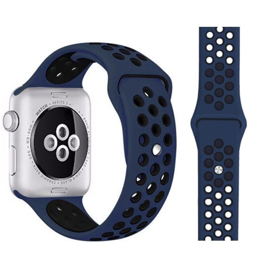INCOVER Apple Watch Tofarget Silikon Smartwatch-rem (SE/40/38mm) - Mørkeblå / Svart INCOVER Apple Watch Tofarget Silikon Smartwatch-rem (SE/40/38mm) - Mørkeblå / Svart