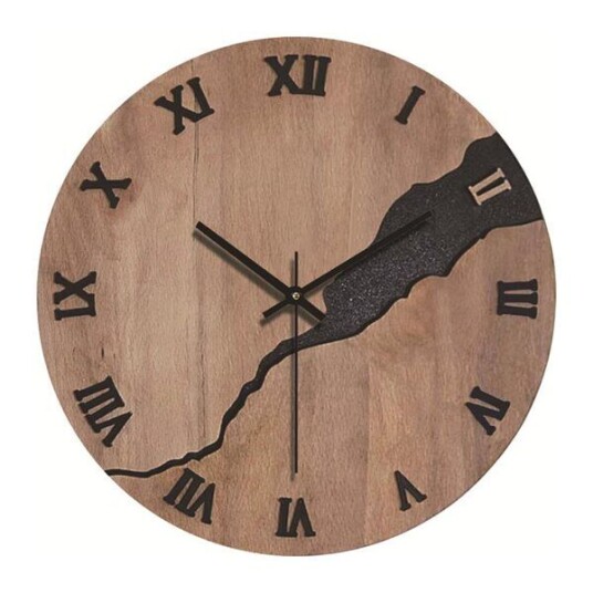 Analog veggklokke med romertall 30 cm Tre / Crack
