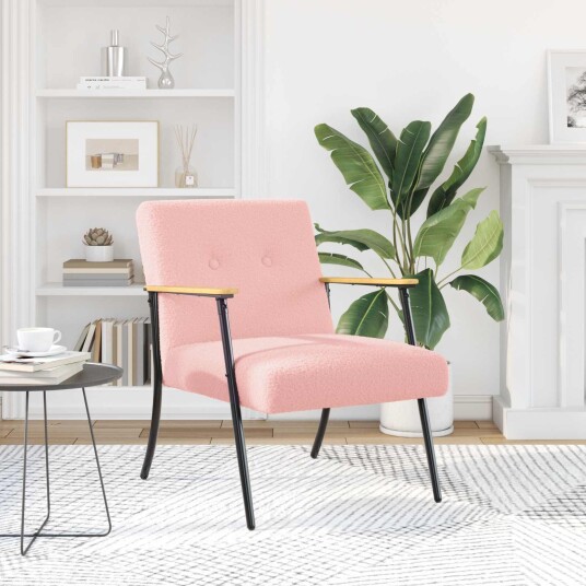 lenestol Rosa Krøllete Ull lignende Stoff lenestol Rosa Krøllete Ull lignende Stoff