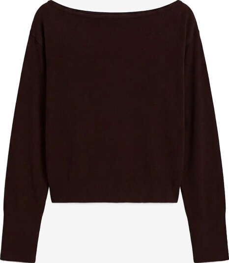 Calvin Klein Merino Blend Open Neck Sweater RICH BROWN XS