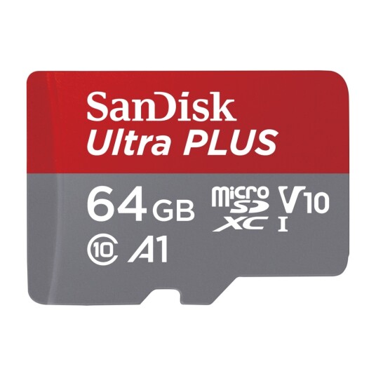 SANDISK MICROSDXC ULTRA+ MINNEKORT 64 GB A1 C10 V10