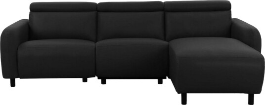 Reclinersofa med hjørne Loft24 Hjørnesofa Loft24 Skaane med elektrisk recliner Svart Høyrevendt Kunstskinn