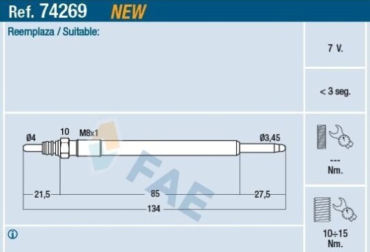 FAE 74269 Glødeplugg