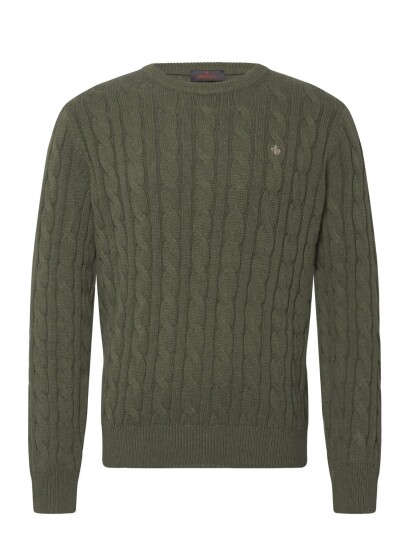 Morris Nathan Cable Oneck   Khaki green   XXL