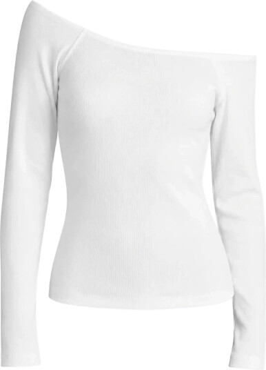 Planet Nusa Fleek1 Off Shoulder Long Sleeve Rib White XXL