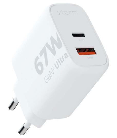 Xtorm 67W GaN2 Ultra USB-C Vegglader Hvit med Hurtiglading
