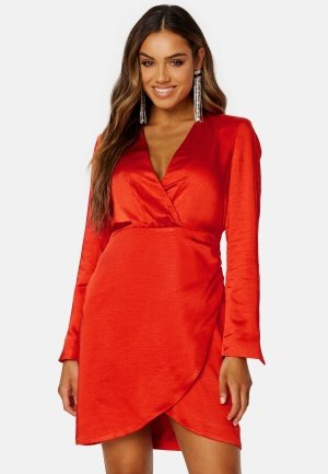 Y.A.S Sannie LS Drape Dress Fiery Red S Y.A.S Sannie LS Drape Dress Fiery Red S