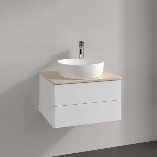 Villeroy & Boch Antao Servantskap med 2 skuffer 60x50x36 cm m/lys Hvit Matt/Crème Villeroy & Boch Antao Servantskap med 2 skuffer 60x50x36 cm m/lys Hvit Matt/Crème