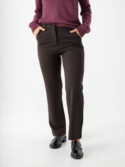 Vero Moda Zamira Mid Waist Straight Pant Brun XL/32 Vero Moda Zamira Mid Waist Straight Pant Brun XL/32