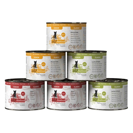 catz finefood Senior 6 x 200 g - Mixpakke (3 Sorter)