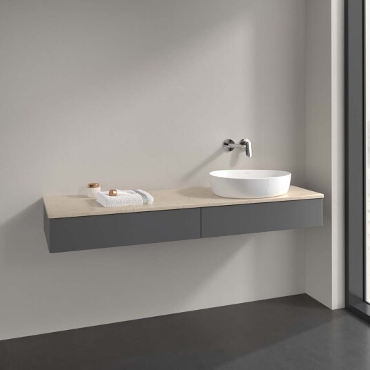 Villeroy & Boch Antao Servantskap med 2 skuffer 160x50x19 cm u/lys Antrasitt/Crème