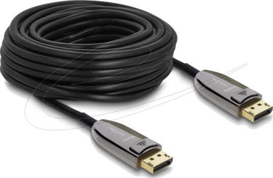 Delock Active Optical Displayport Kabel Displayport Hann Til Displayport Hann Displayport 2.1 20 M 8 K 60 Hz 7680 X 4320 Støtte Up To 40 Gbps Data Transfer Rate Svart