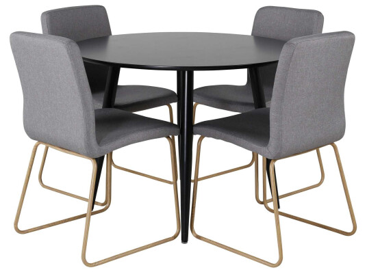 Venture Design Plaza & Mace spisegruppe Svart/grå 4 st stoler & bord 100 cm