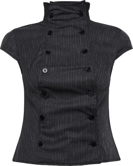 Weekday Double Breasted Cotton Top BLACK DARK 42