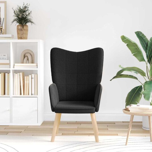 Avslappende stol Svart 62 x 67 x 95.5 cm stoff Avslappende stol Svart 62 x 67 x 95.5 cm stoff