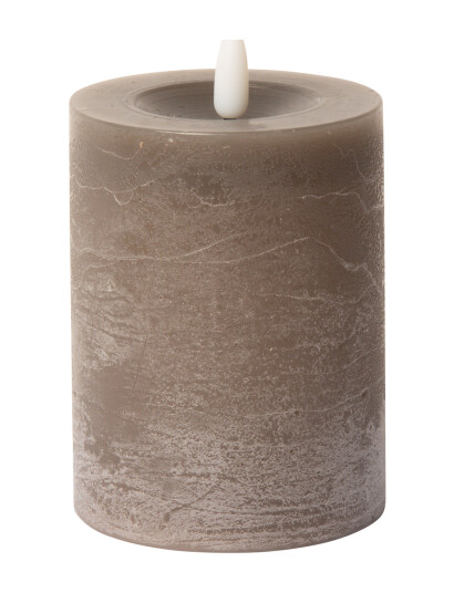 C"est Bon Rustic Finish Led Pillar Candle - Brown - H10CM