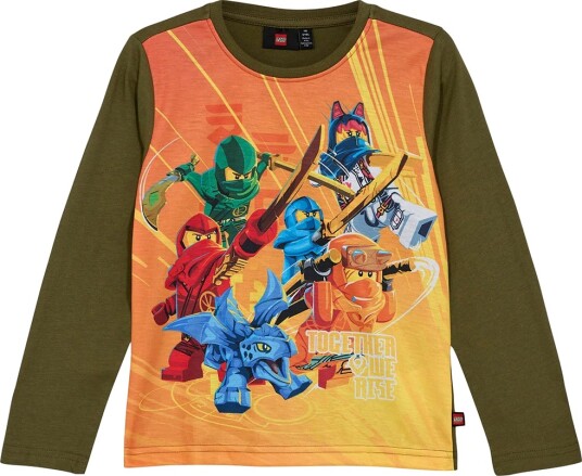 LEGO® Ninjago Genser LWTano 701 Dark Khaki m. Trykk LEGO® Wear 5 år (110) Genser Brun Grønn Oransje