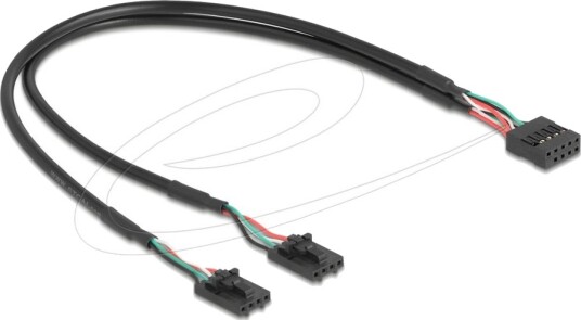 Delock-Kabel Usb 2.0 Hunnkontakt 2,54 Mm 10-Pinners Til 2 X Usb 2.0 Hunnkontakt 2,54 Mm 4-Pinners 30 Cm