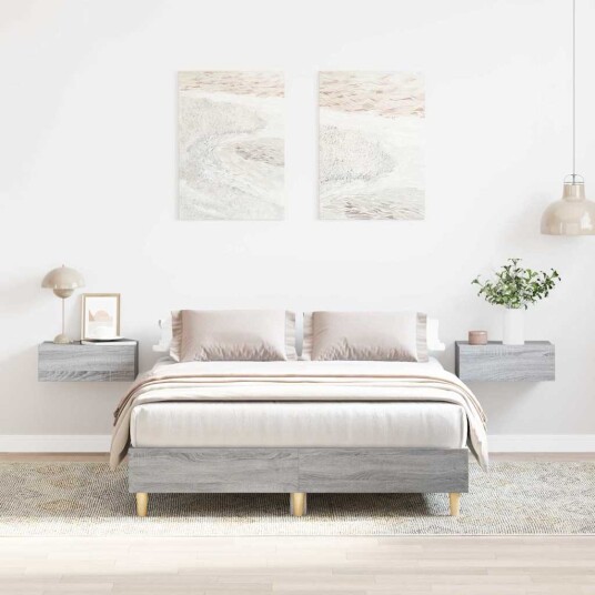 Sengeramme uten madrass grå sonoma 140x190 cm konstruert tre