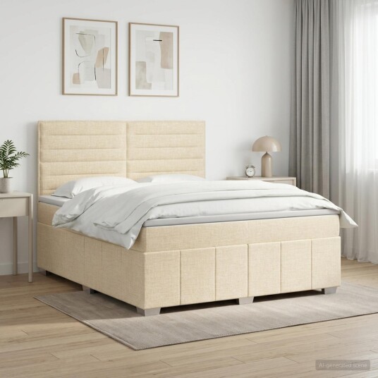 vidaXL Kontinentalseng med madrass Krem 140 x 190 cm Stoff