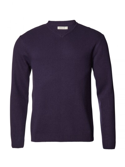 Chevalier Stanley V Neck Wool Pullover Men Eggplant L L