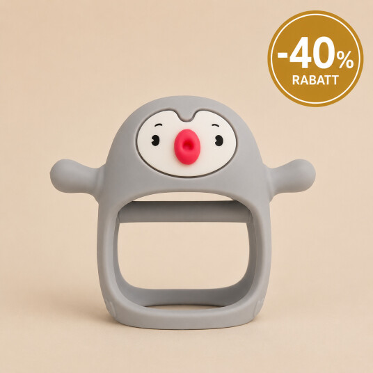 Smily Mia Biteleke Pingvin Grey Penguin Buddy Never Drop Silicone Baby Teething Toy