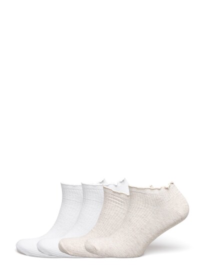 Lindex Sock Ankle 4 P Lettuce Edge White 39/41