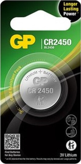 GP CR2450 Lithium Knappcellebatteri 3V 610mAh - 1-pakke