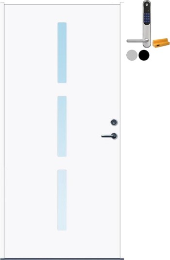 Ytterdør Bygg1 Forus 02 Klarglass med Yale Doorman Classic Home