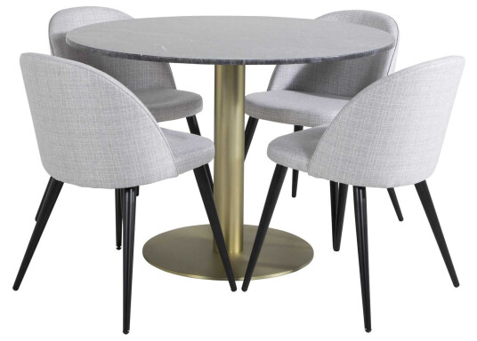 Venture Design Estelle & Velvet spisegruppe Svart/grå 4 st stoler & bord 106 cm