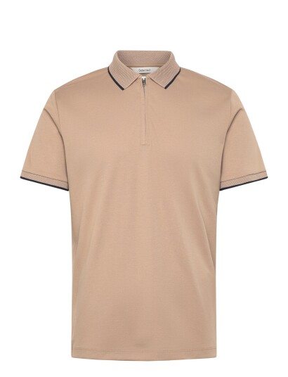 Selected Slhfave Sport Zip Ss Polo Noos Brown L Selected Slhfave Sport Zip Ss Polo Noos Brown L