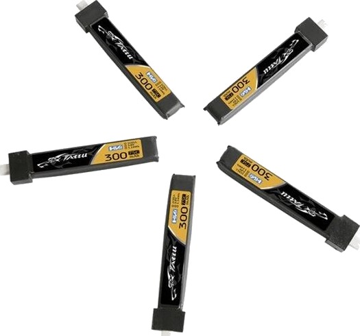 Tattu 300mAh 75C LiPo Batteri 1S BT2.0 5-Pack for Radiostyrte Leker