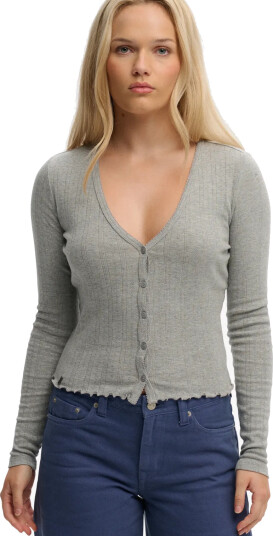 Superdry Ath Ess Pointelle Cardigan   Grey   16
