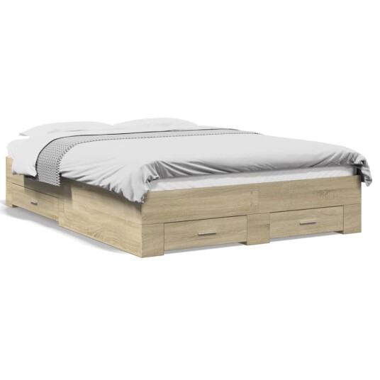 Sengeramme med skuffer sonoma eik 120x190 cm konstruert tre 8721102620676