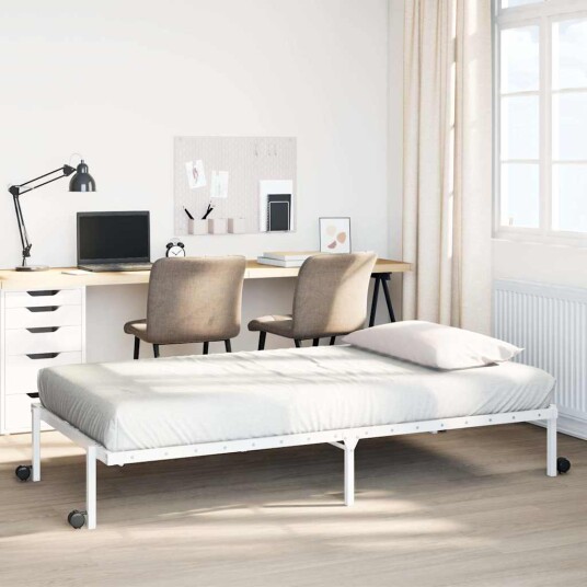 Sengeramme uten madrass sammenleggbar hvit 90x190 cm stål