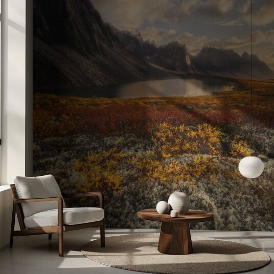Tapet Fjellsolnedgang Landskap Tapet Fjellsolnedgang Landskap