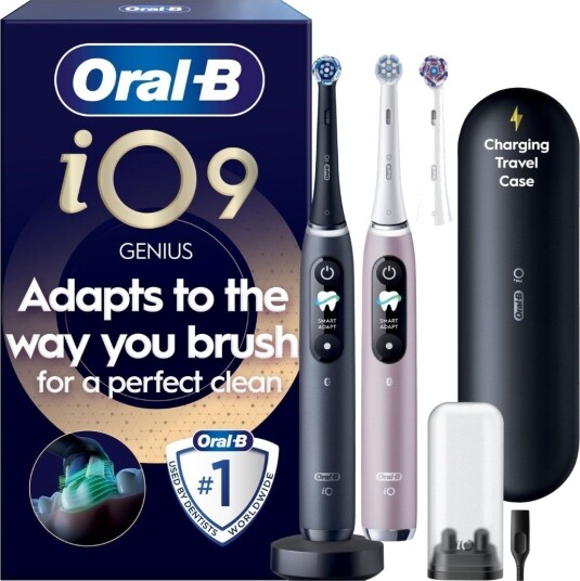 Oral-B iO9 Duo elektrisk tannbørste med reiseetui Svart/Rosa