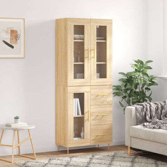 vidaXL Highboard sonoma eik 69,5x34x180 cm konstruert tre 8720845480103