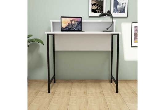 Skrivebord Fatimah 90 cm med Oppbevaringshylle Hvit/Svart