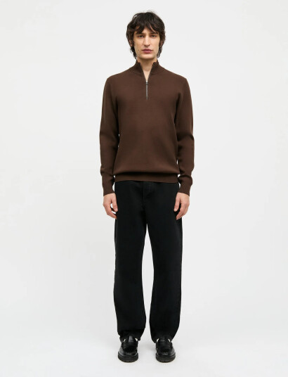 Mads Nørgaard Urban Chase Half Zip Knit - Brown - S