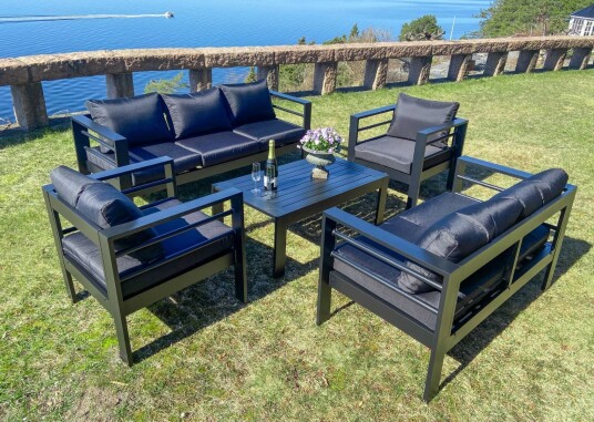 Sofagruppe/sittegruppe i aluminium komplett Sort