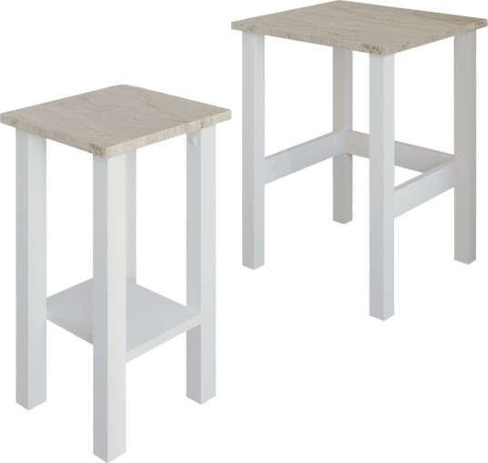 Ginallie Sidebord sett 45x60 cm - Hvit og travertin