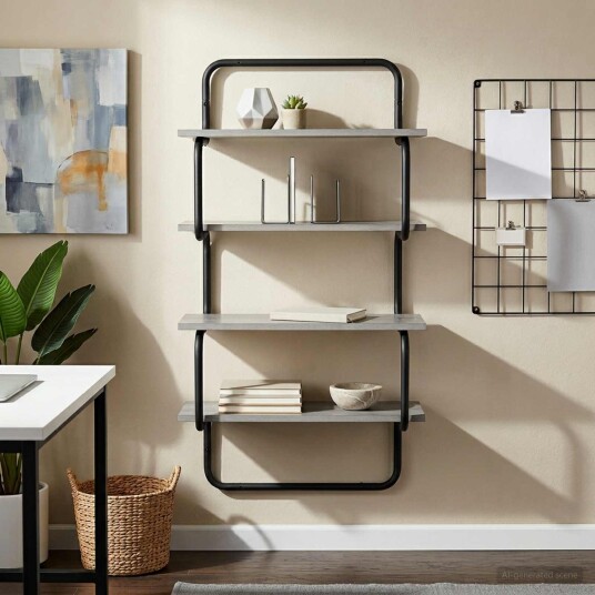 vidaXL 4 nivå vegghylle Grå Sonoma 80 x 24,5 x 104 cm Konstruert tre