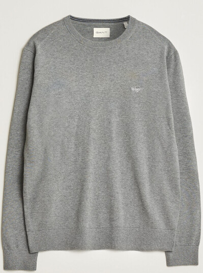 Gant Classic Cotton Crew Neck Dark Grey Melange