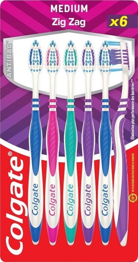 COLGATE Tannbørster 6 stk. Zig Zag Medium